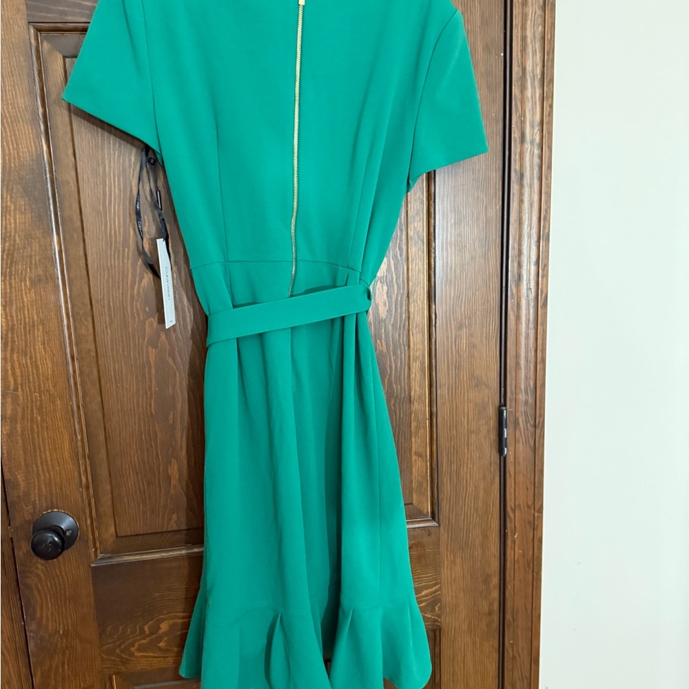 Elegant Green Dress with Belt
